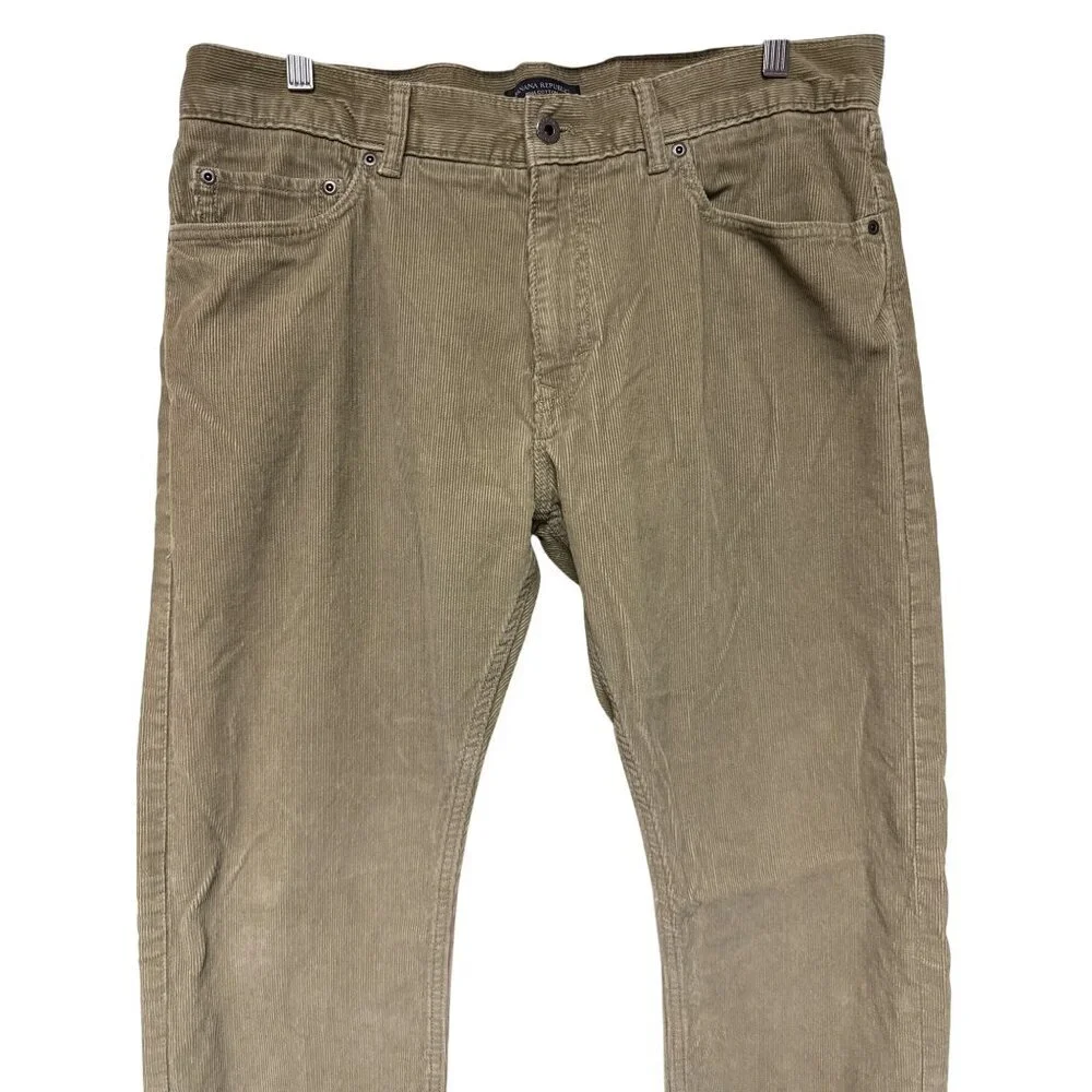 Banana Republic Men's Pants Corduroy Tan Pima Cotton Size 35